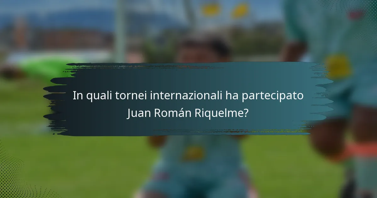 In quali tornei internazionali ha partecipato Juan Román Riquelme?