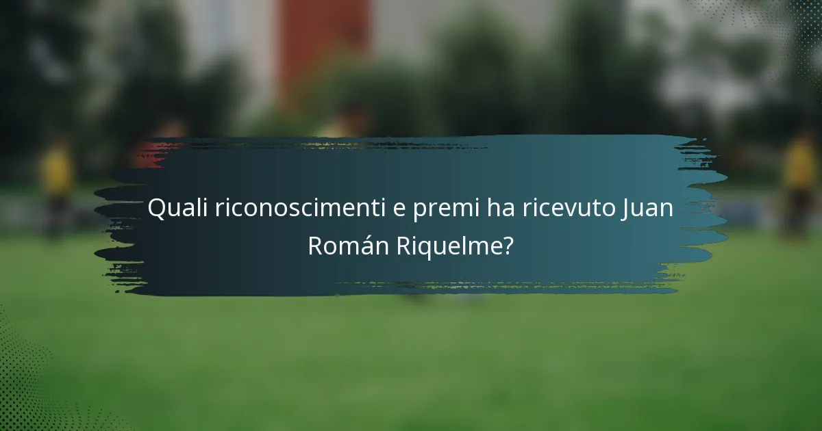 Quali riconoscimenti e premi ha ricevuto Juan Román Riquelme?